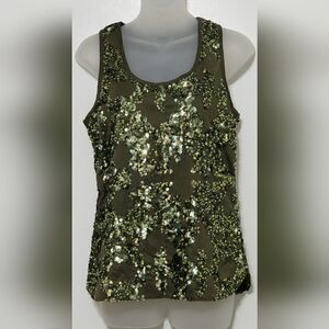 J. Crew Mermaid Sequin Green Tank Top size 2